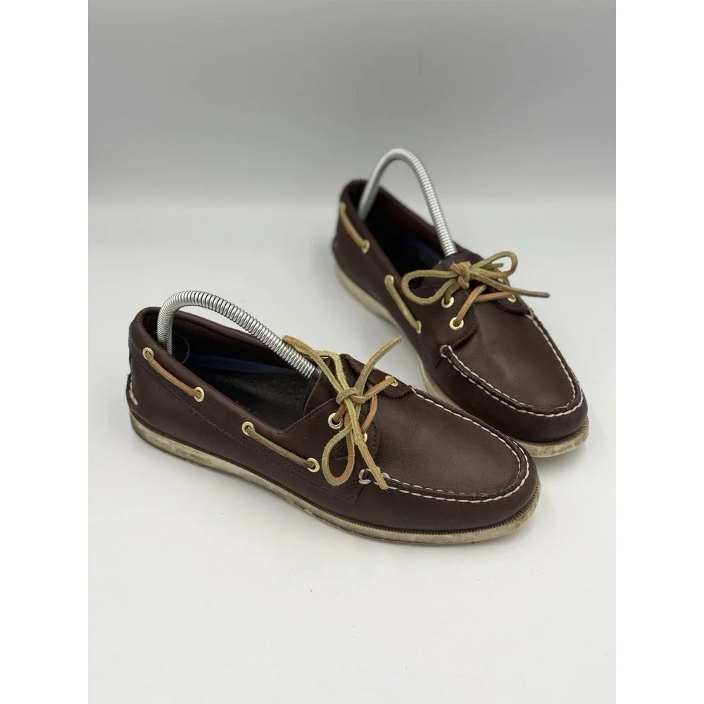 Sperry Top-Sider Women's Brown Leather 2-Eye Boat Shoes Style 9195017 Size 9M